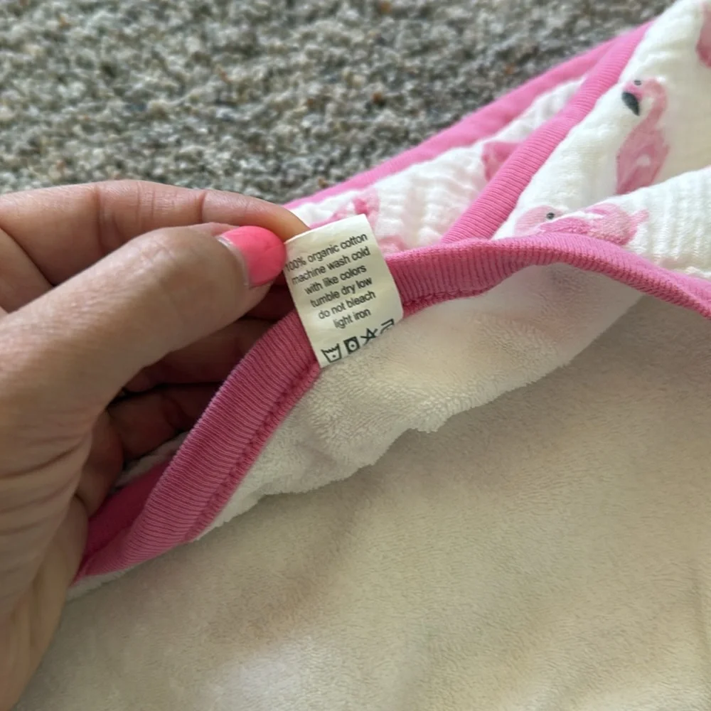 Monica and Andy Pink Flamingo hooded towel